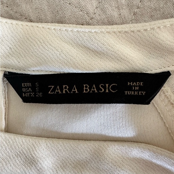 Zara Summer Mini Basic Ivory Eyelet Pullover Fringe Hem Boho Dress Size Small - Picture 9 of 12